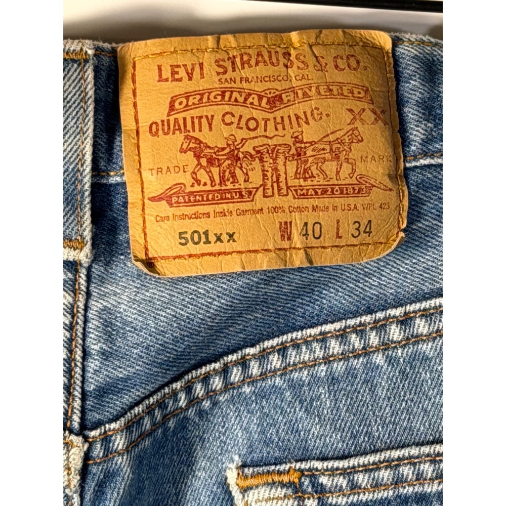 Levis 501xx Vintage Mens Jeans Made in USA Blue Denim Button Fly 40x34